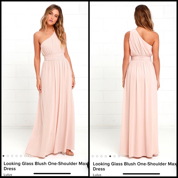 LULU’S Looking Glass Blush Pink One-Shoulder Maxi Dress - Picture 2 of 8